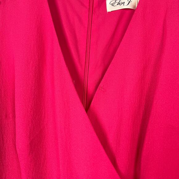 Eliza J Short Sleeve V Neck Crop Jumpsuit in Hot Pink Size 4 - Picture 5 of 10